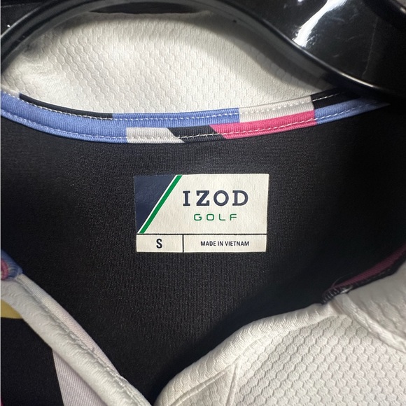 Izod Golf Black and White Fitted Graphic Polo Shirt - Picture 5 of 5